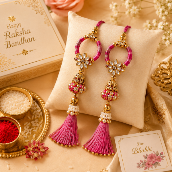 Traditional Kundan Lumba Rakhi Set