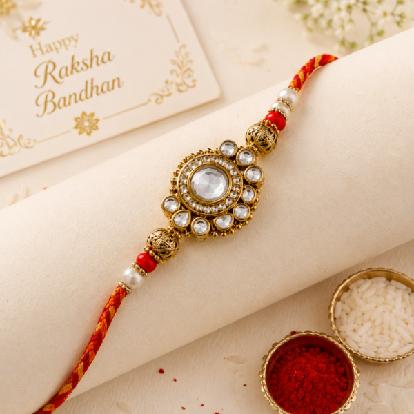 Designer Kundan Rakhi for Brother