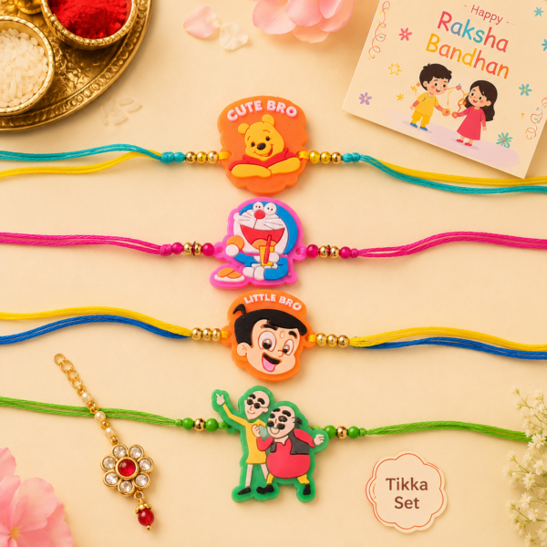 Cartoon Kids Rakhi Combo Set of 4